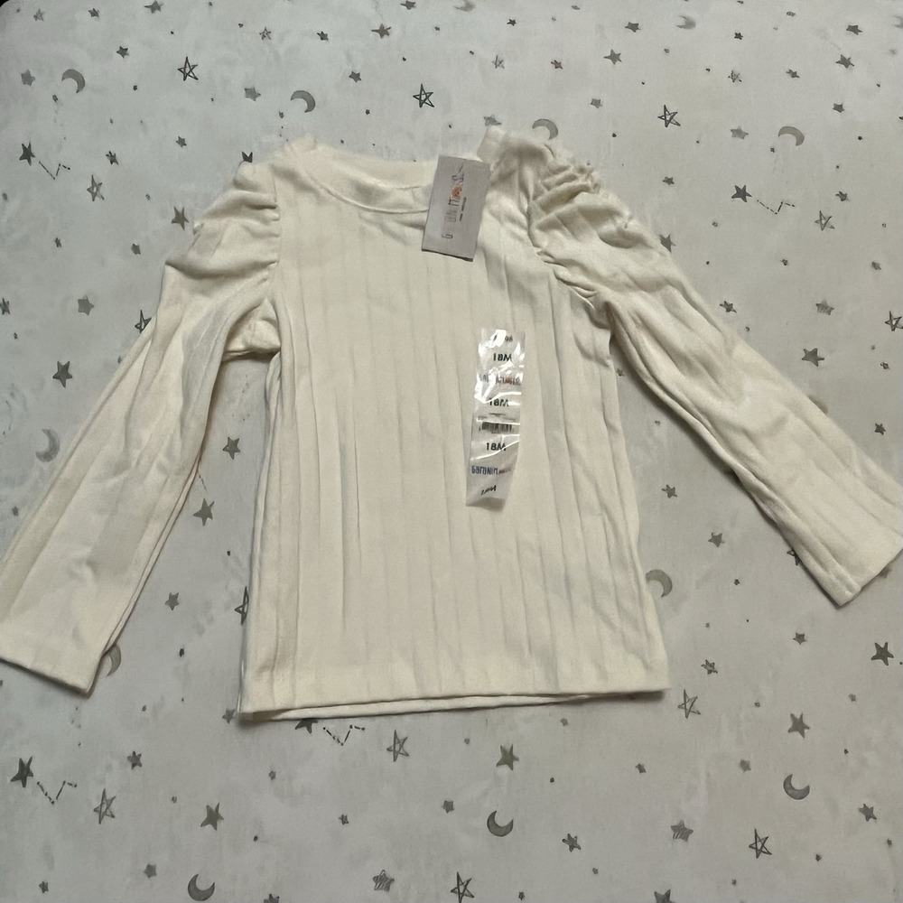 NEW, BABY GIRLS LONG SLEEVE RUFFLE SHOULDER SHIRT, GARANIMALS, 18M, IVORY